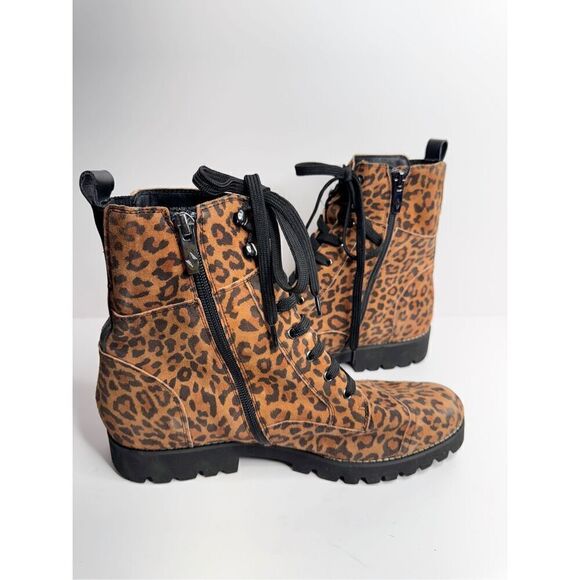 Donald Pliner Boots Size 7 Leather Animal Print Classic Hiker Design Suede NEW - Picture 7 of 10